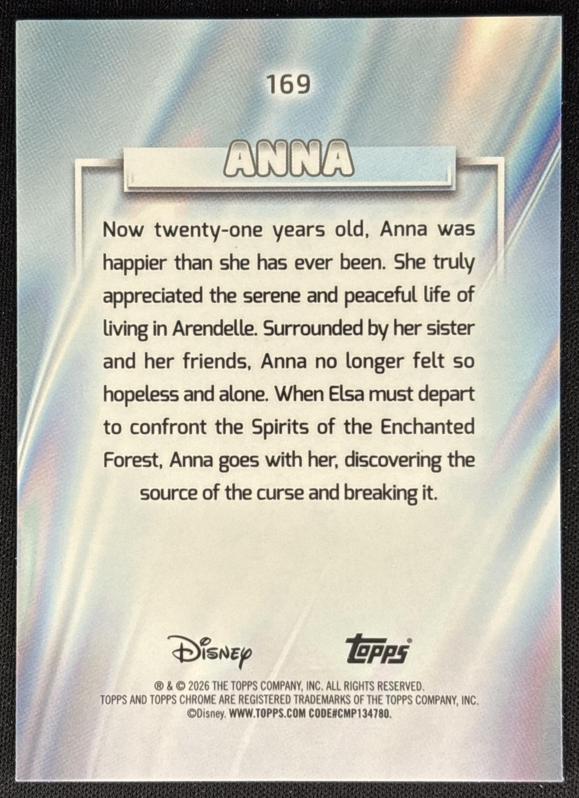 Anna 2026 Topps Chrome Disney Frozen II back