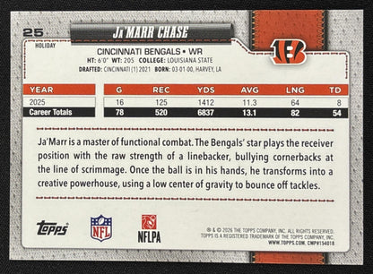 Ja'Marr Chase 2026 Topps Holiday Glitter Bengals | Cincinnati Bengals