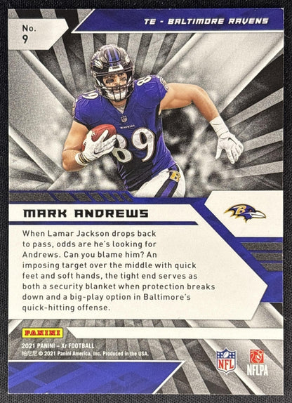 Mark Andrews 2021 Panini XR Blue /199 Ravens back