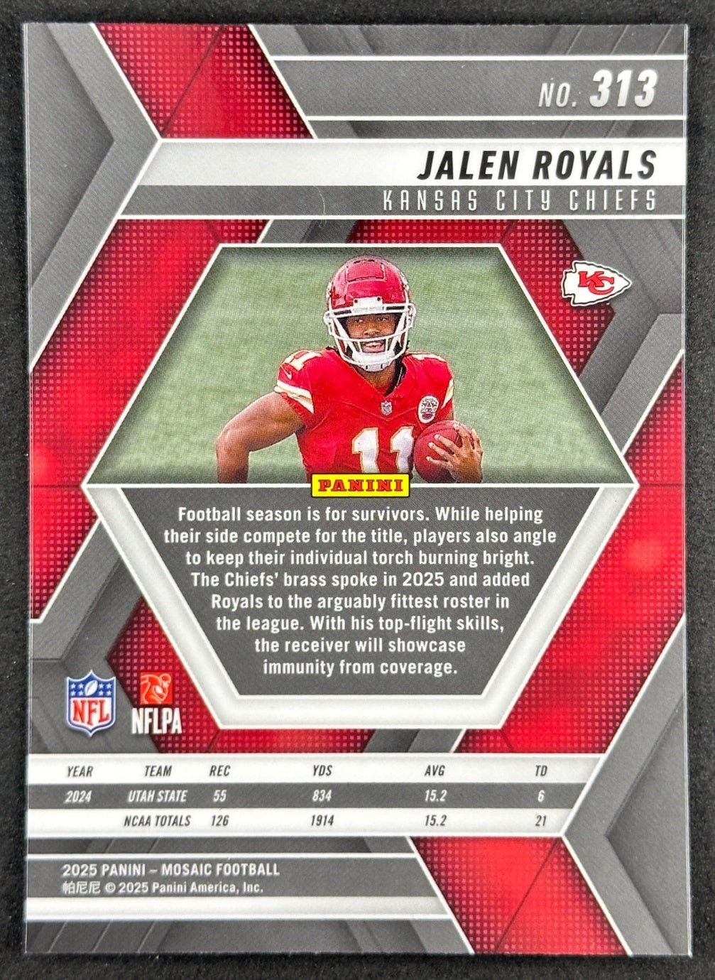 Jalen Royals 2025 Mosaic Rookies Chiefs Sports Trading Card