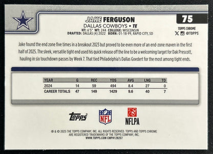 Jake Ferguson 2025 Topps Chrome Cowboys Sports Trading Cards