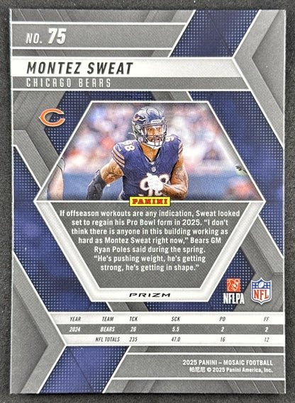 Montez Sweat 2025 Panini Mosaic Green Prizm Bears Back