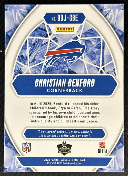 Christian Benford 2025 Panini Absolute Draft Diamonds Jersey Bills