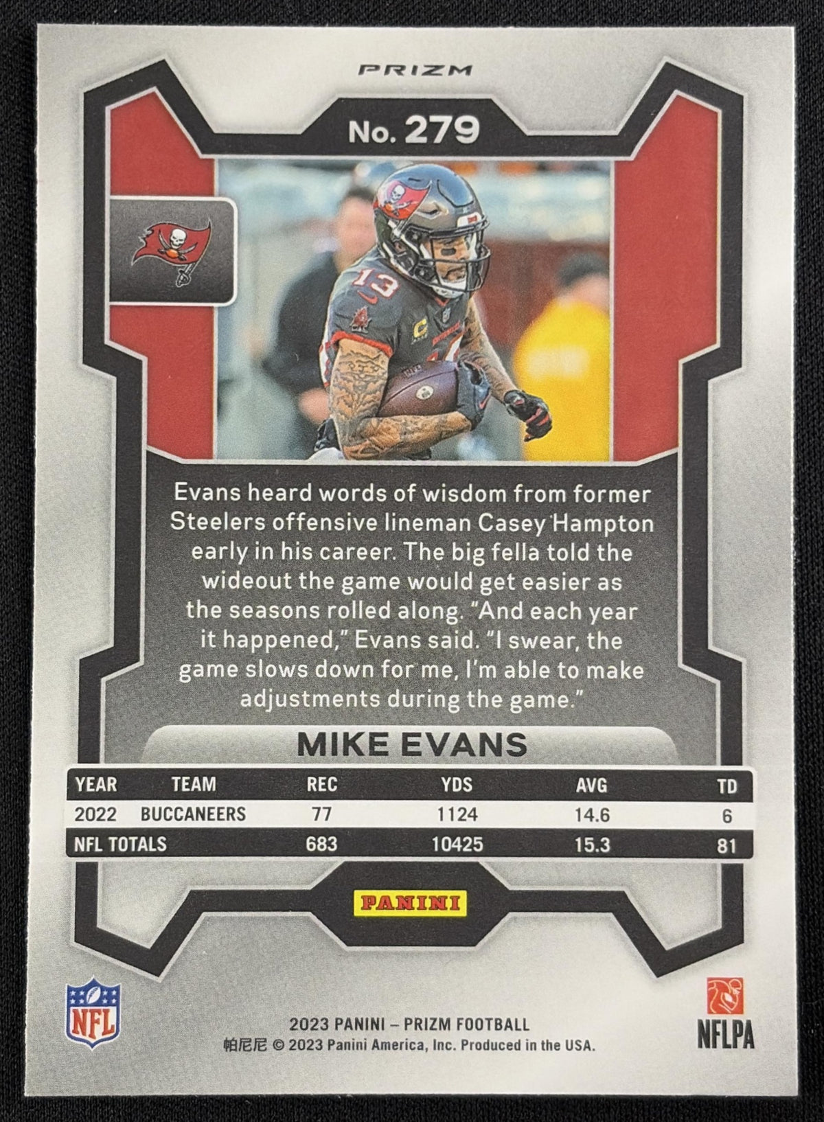 Mike Evans 2023 Panini Prizm Red Sparkle Prizm Buccaneers Sports Trading Card