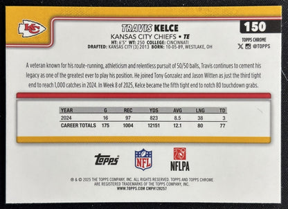 Travis Kelce 2025 Topps Chrome RayWave Refractor Chiefs Sports Trading Cards