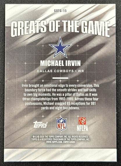 Michael Irvin 2026 Topps Flagship Greats Of The Game Cowboys