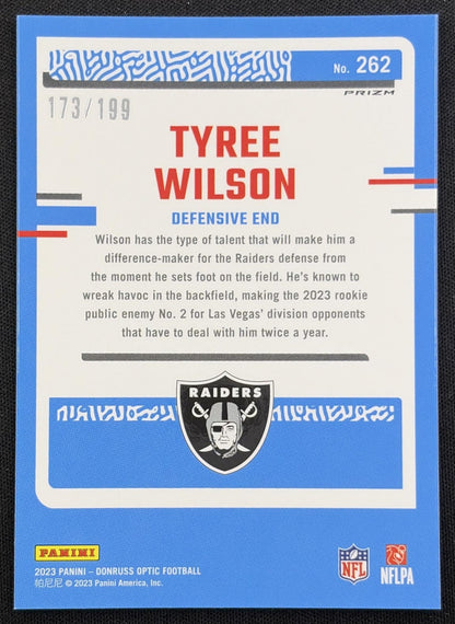 Tyree Wilson 2023 Panini Donruss Optic Blue Prizm /199 Raiders