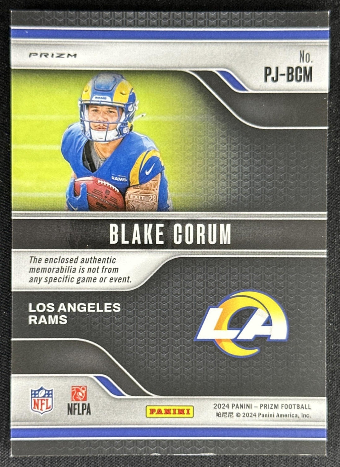 Blake Corum 2024 Panini Prizm Premier Jerseys Neon Green Pulsar Rams