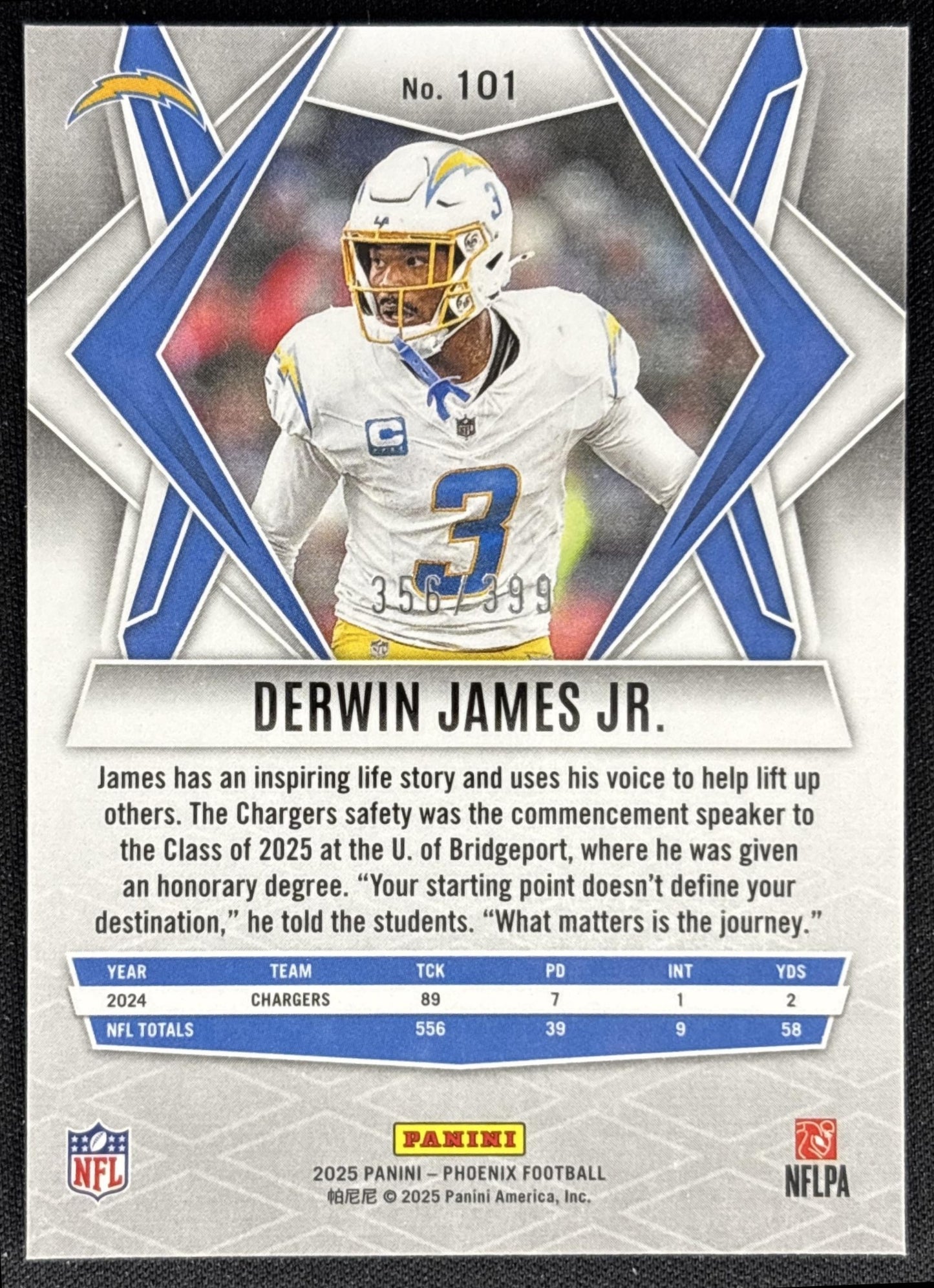 Derwin James Jr. 2025 Panini Phoenix Red Winter Prizm /399 Chargers