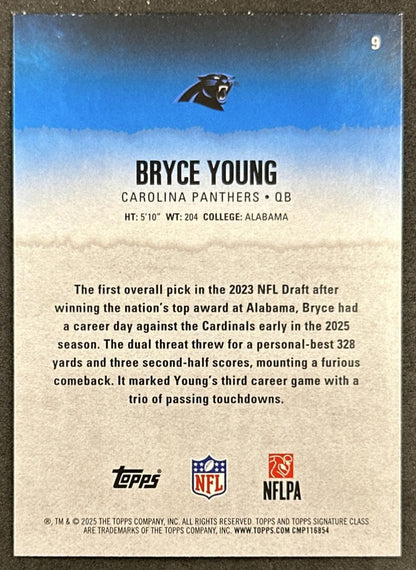 Bryce Young 2025 Topps Signature Class Veteran Green & Purple Foil Panthers