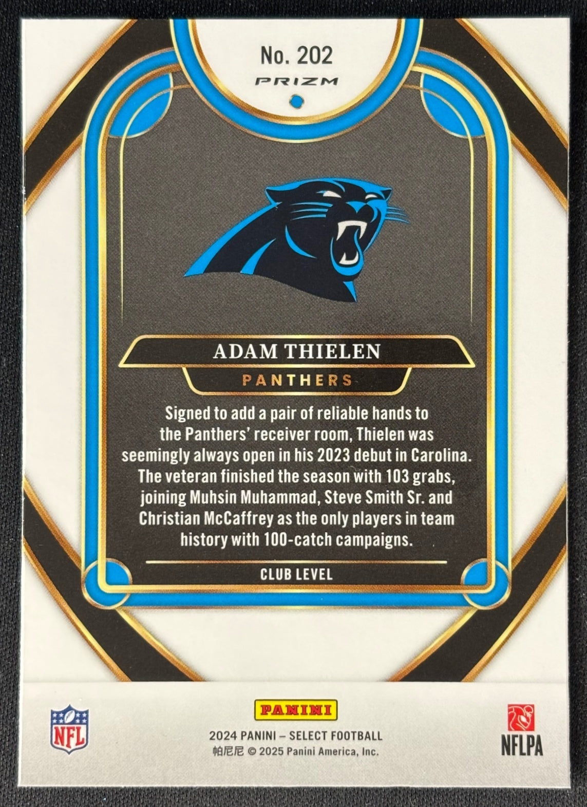 Adam Thielen 2024 Select Club Cosmic Panthers sports trading card
