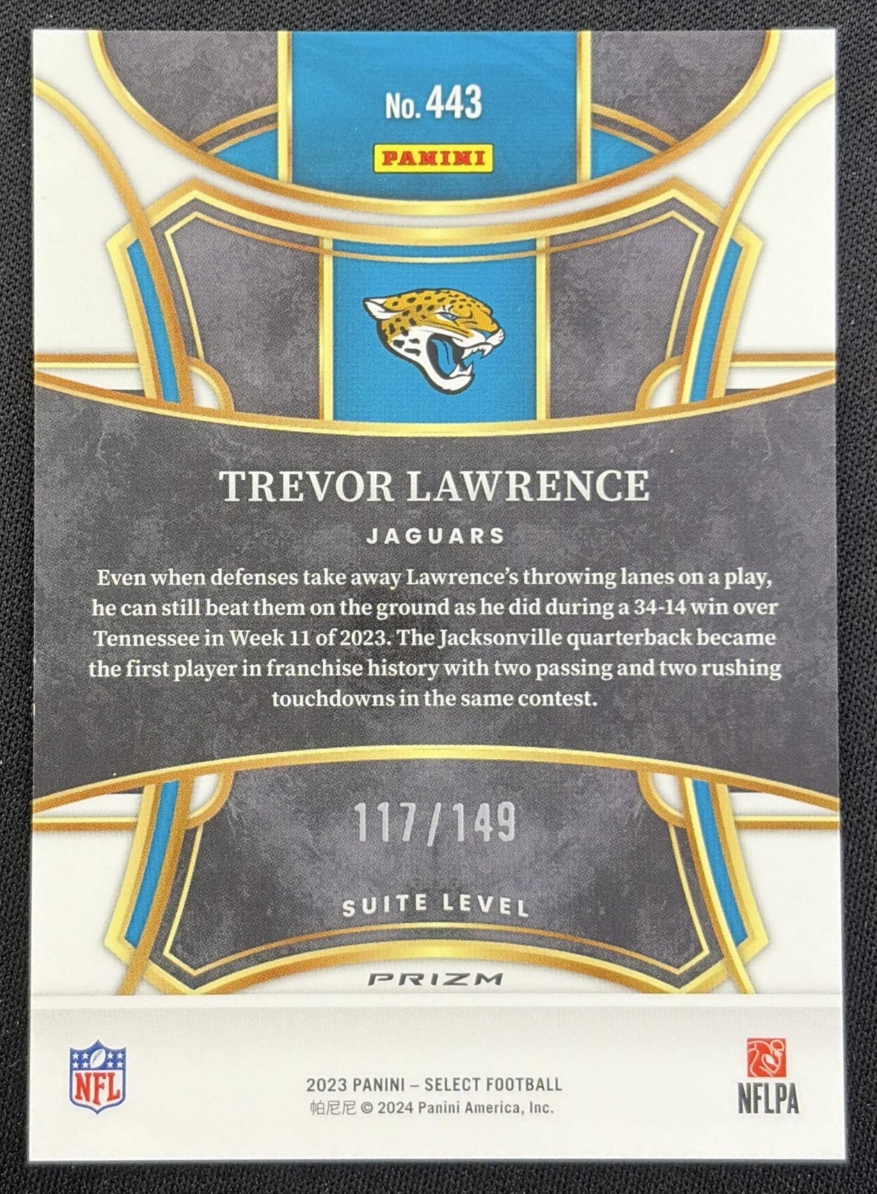 Trevor Lawrence 2023 Panini Select Tri Color Prizms /149 Jaguars Jacksonville Jaguars