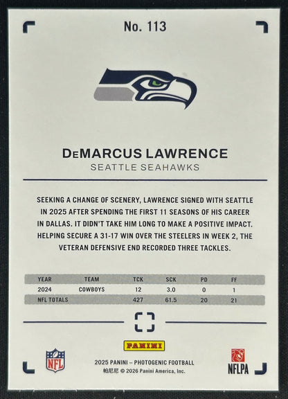 DeMarcus Lawrence 2025 PhotoGenic Horizontal Seahawks Sports Trading Cards