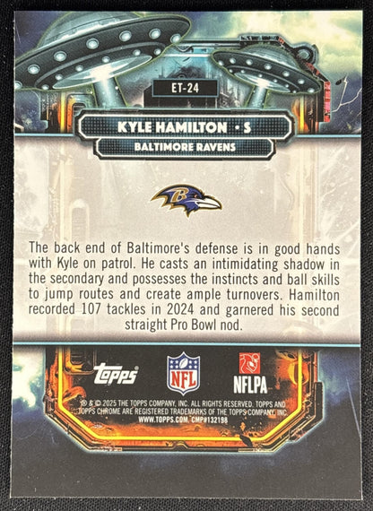 Kyle Hamilton 2025 Topps Cosmic Chrome Extraterrestrial Talent Ravens back
