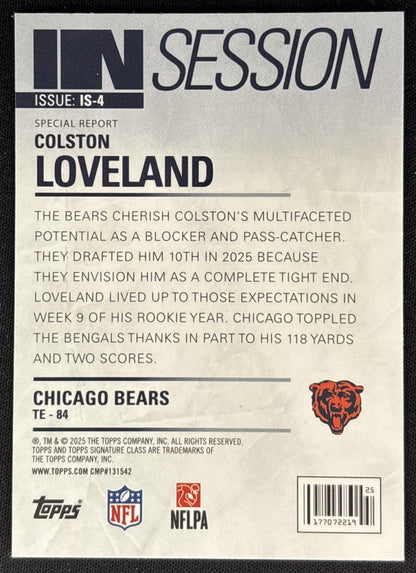 Colston Loveland 2025 Topps Signature Class In Session Bears Sports Trading Cards