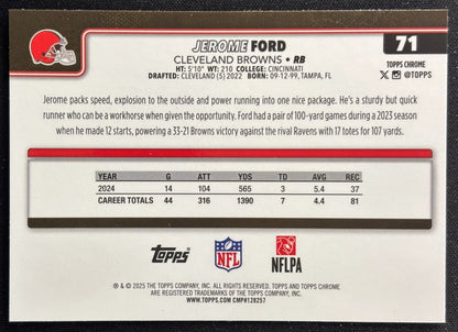 Jerome Ford 2025 Topps Chrome Browns Sports Trading Cards