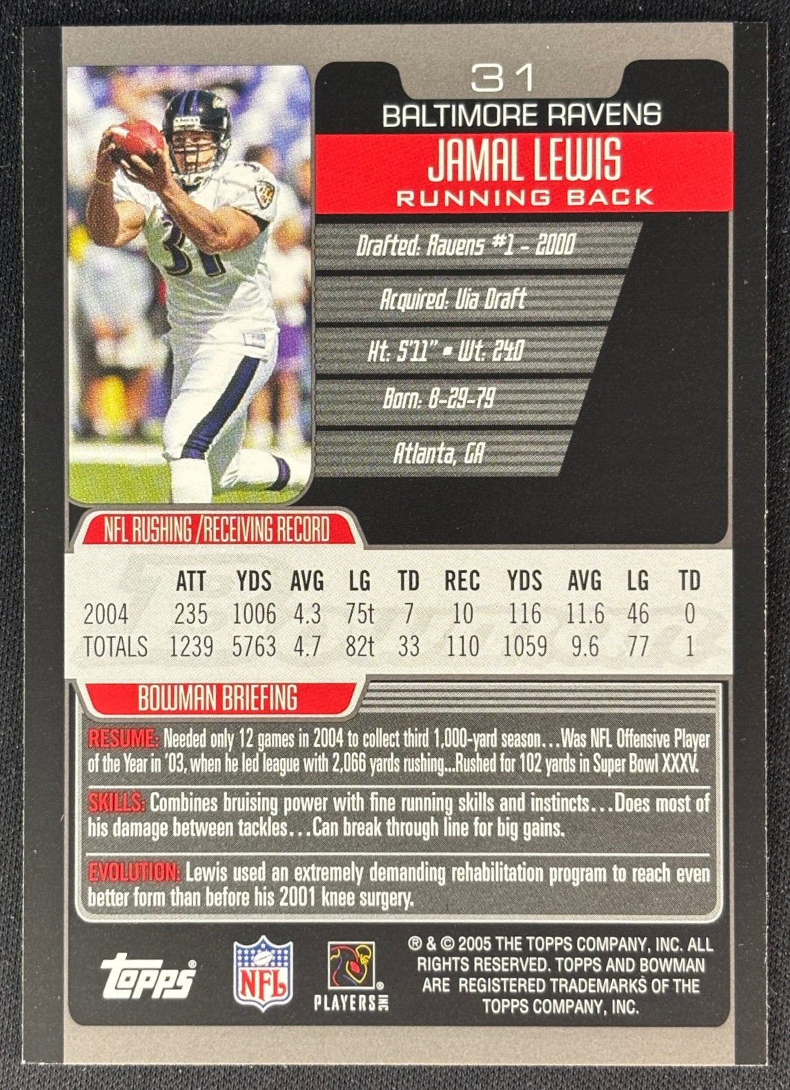 Jamal Lewis 2005 Bowman Ravens Sports Trading Cards