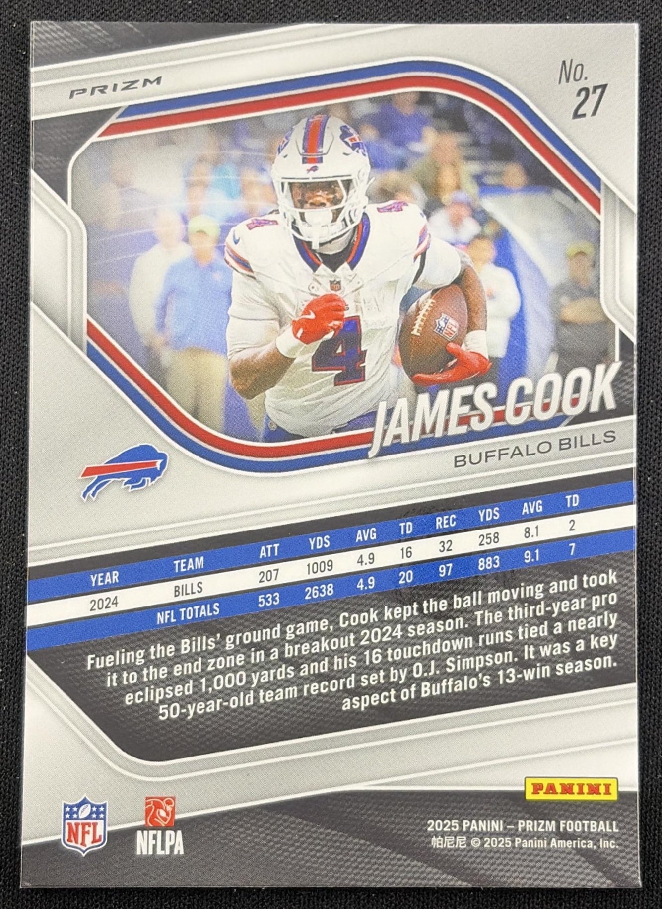 James Cook 2025 Panini Prizm No Huddle Bills