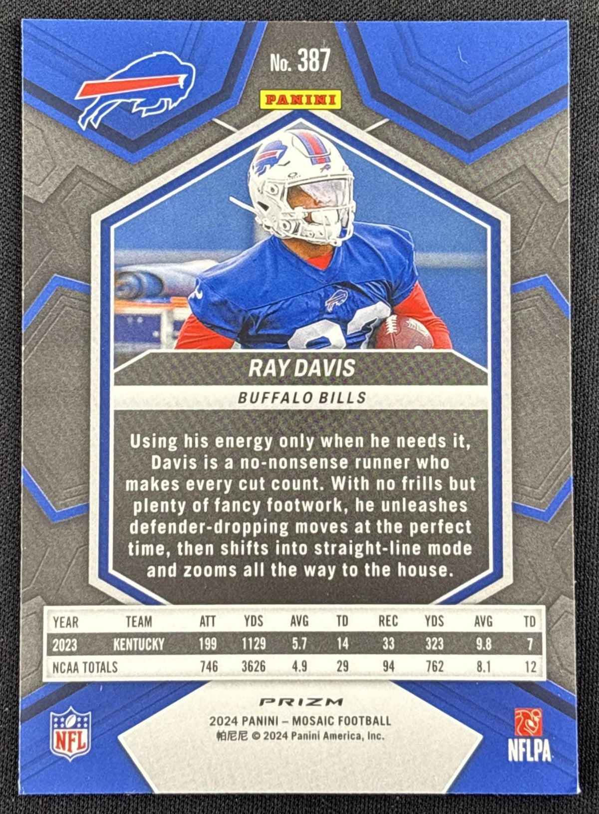 Ray Davis 2024 Panini Mosaic Red Sparkle Prizm Bills