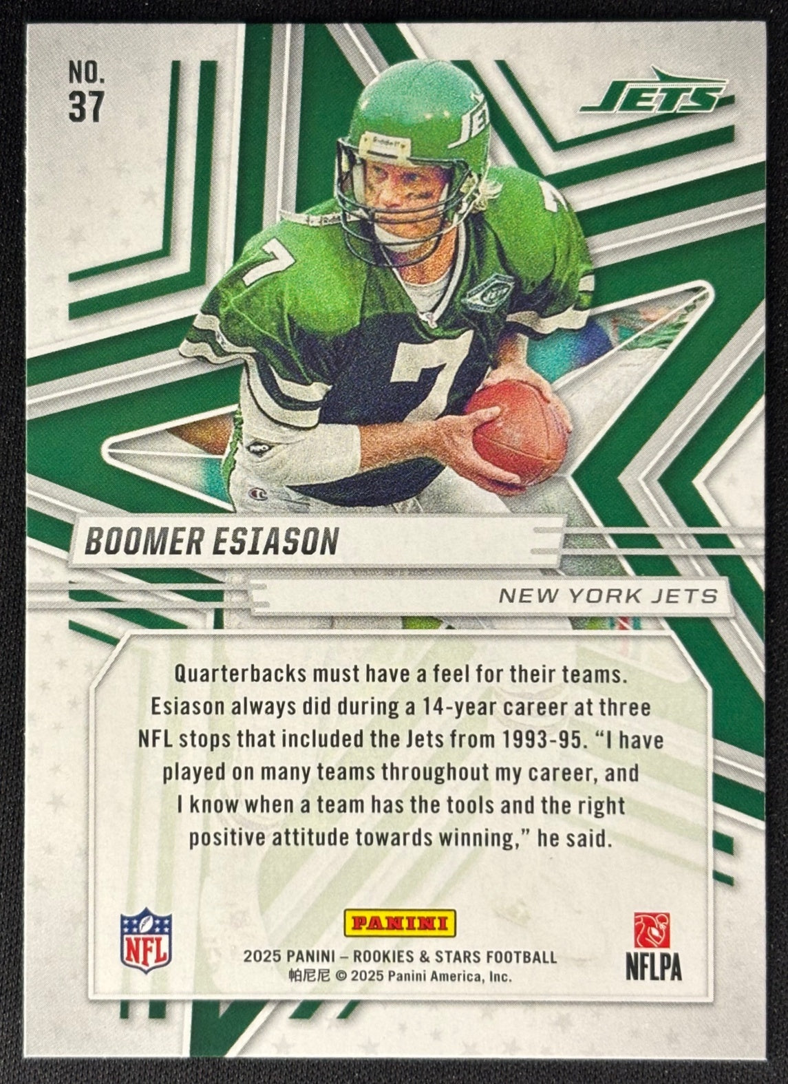 Boomer Esiason 2025 Rookies & Stars Preferred Jets Bengals Sports Trading Card