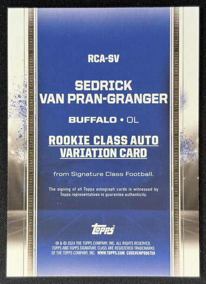 Sedrick Van Pran-Granger 2024 Topps Signature Class Rookie I Auto Bills Sports Trading Cards