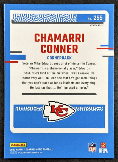 Chamarri Conner 2023 Panini Donruss Optic Green Hyper Prizm Chiefs Back