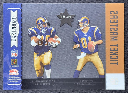 Marc Bulger Marshall Faulk 2004 Leaf Rookies & Stars Ticket Masters Bronze /1250 Rams back