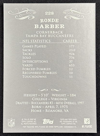 Ronde Barber 2009 Topps Mayo Buccaneers