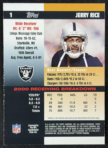 Jerry Rice 2001 Bowman's Best Raiders