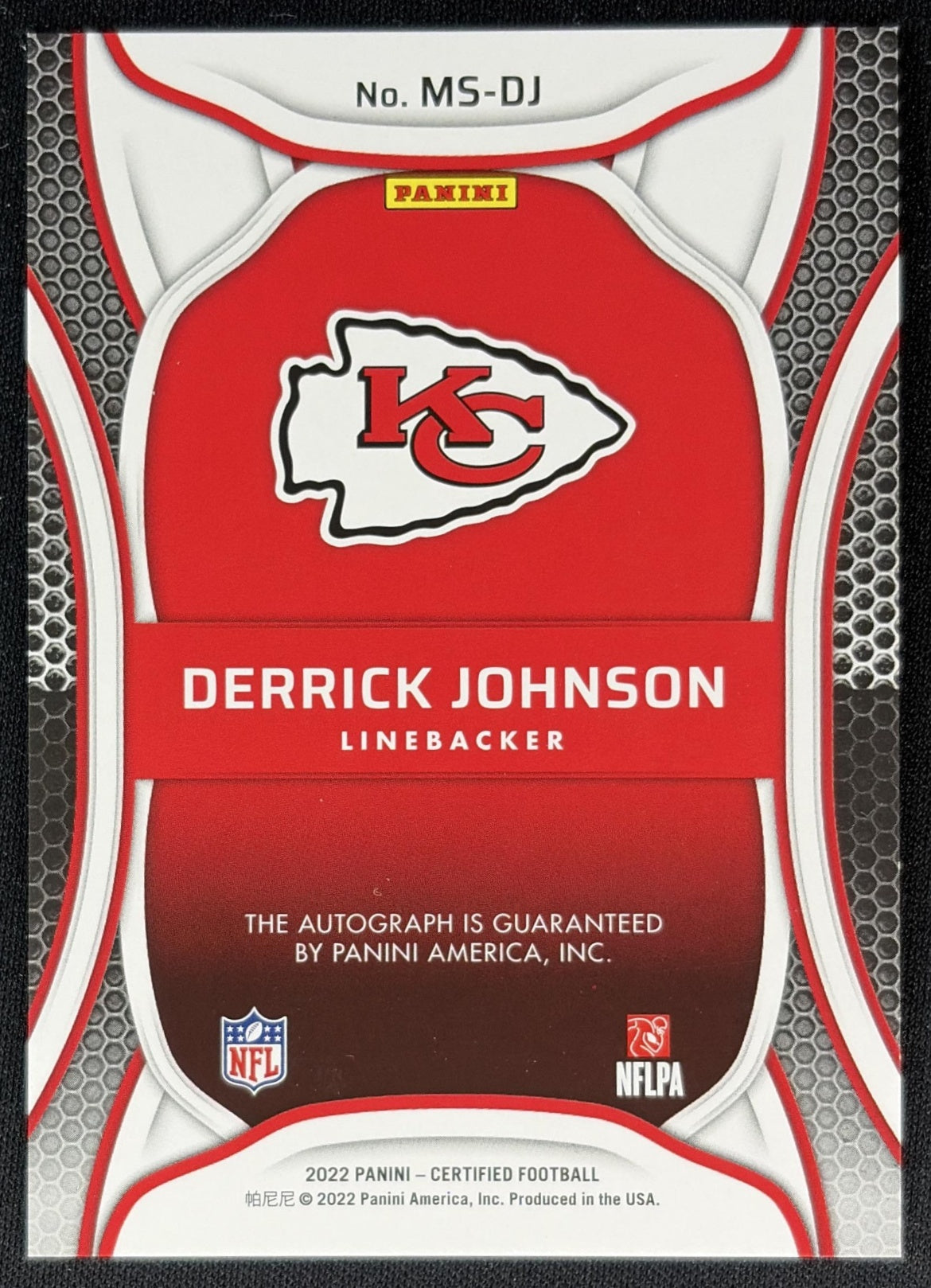 Derrick Johnson 2022 Panini Certified Mirror Signatures Bronze /99 Chiefs Sports Trading Cards