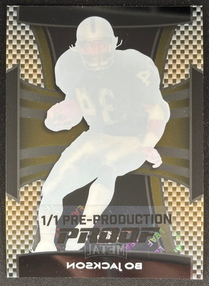 Bo Jackson 2024 Leaf Metal 1/1 Pre-Production Proof Raiders Sports Trading Cards