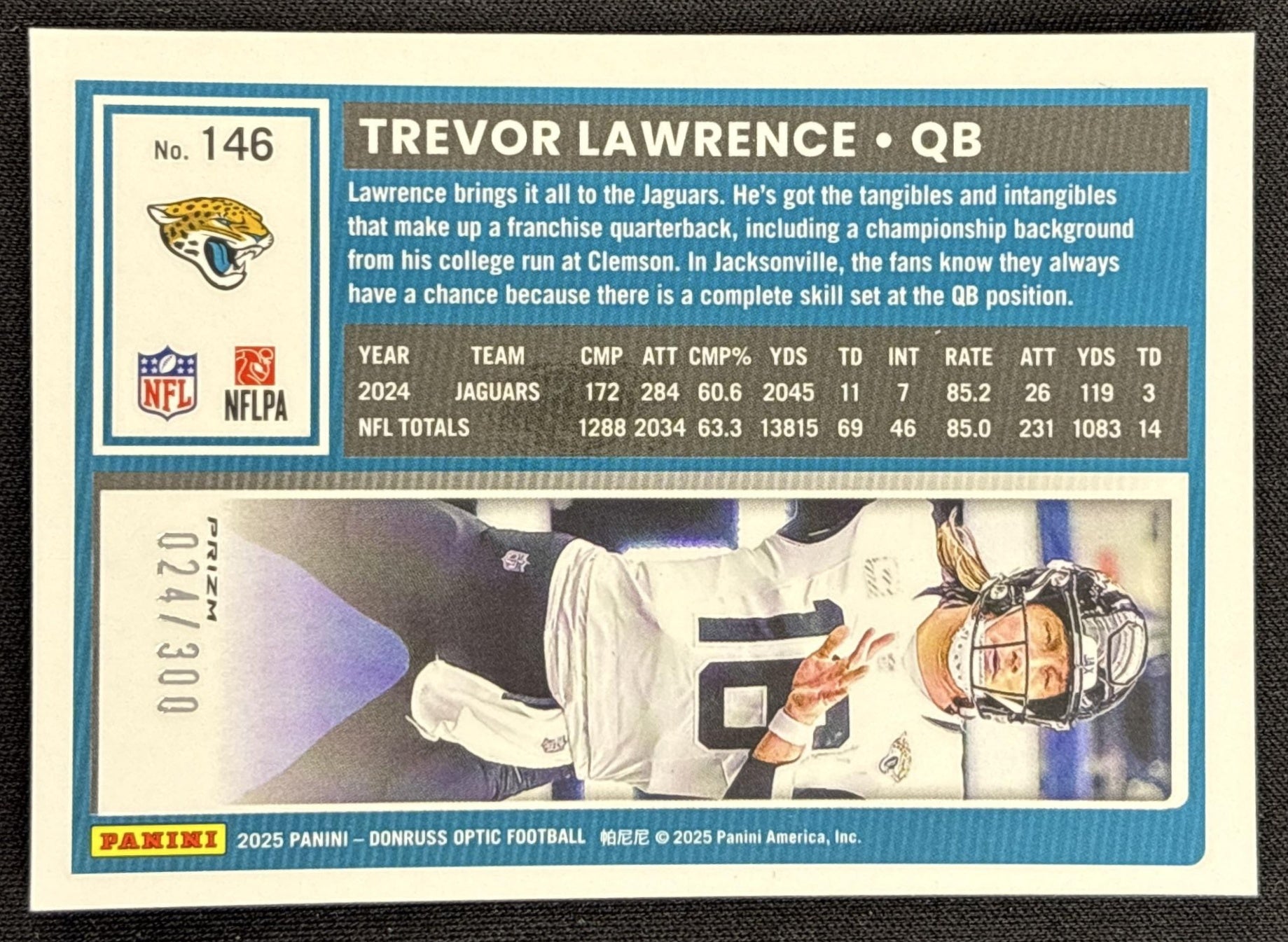 Trevor Lawrence 2025 Panini Donruss Optic Wave Prizm /300 Jaguars