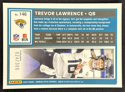 Trevor Lawrence 2025 Panini Donruss Optic Wave Prizm /300 Jaguars