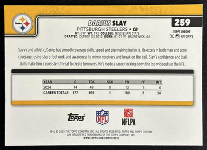 Darius Slay 2025 Topps Chrome Lime Green X-Fractor Steelers Sports Trading Cards