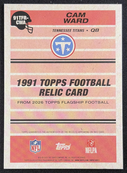 Cam Ward 2026 Topps 1991 Relic Titans