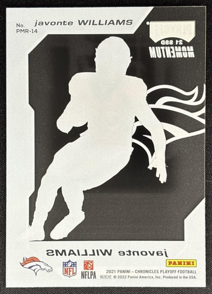 Javonte Williams 2021 Panini Chronicles Playoff Momentum Rookies Broncos