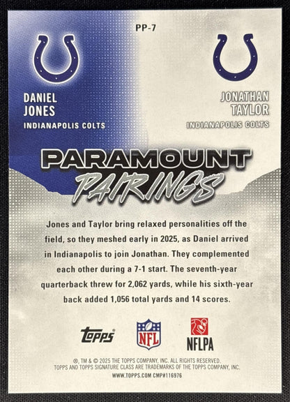 Jonathan Taylor Daniel Jones 2025 Topps Signature Class Paramount Pairings Colts Sports Trading Cards