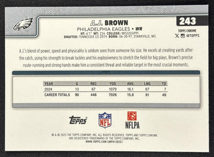 A.J. Brown 2025 Topps Chrome Teal Refractor /299 Eagles