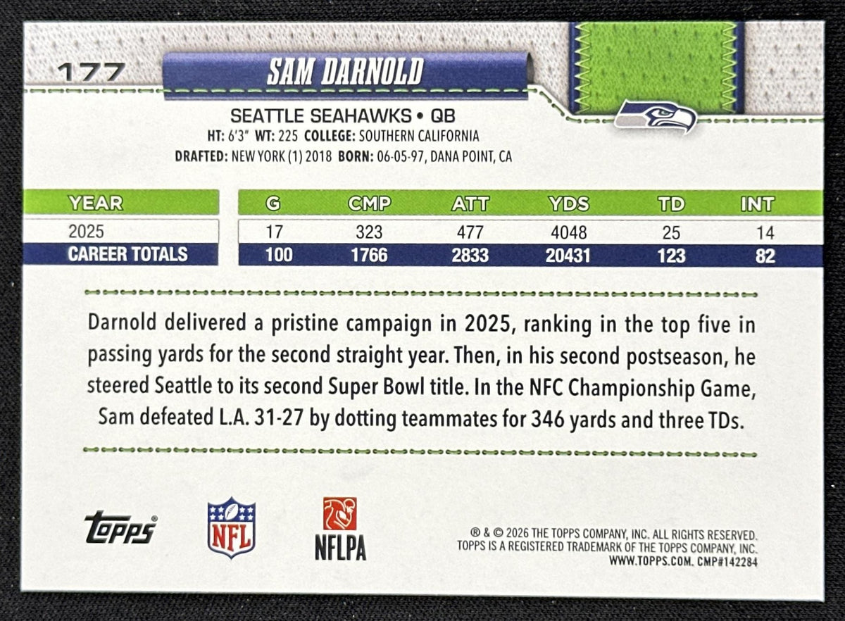 Sam Darnold 2026 Topps Flagship Fanatics Foil Seahawks