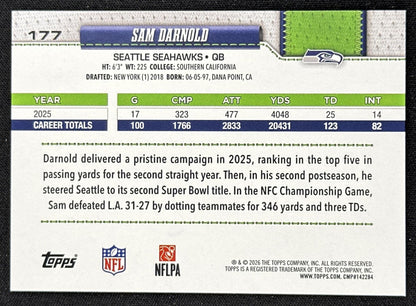 Sam Darnold 2026 Topps Flagship Fanatics Foil Seahawks