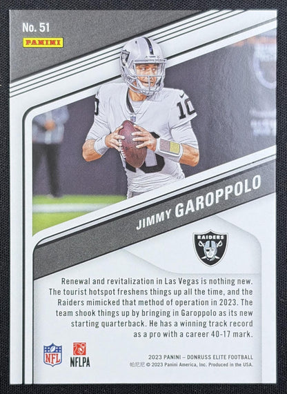 Jimmy Garoppolo 2023 Panini Donruss Elite Status Explosion /625 Raiders Las Vegas Raiders