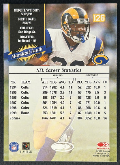 Marshall Faulk 2000 Rams Sports Trading Cards