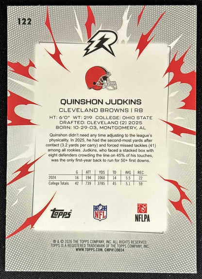 Quinshon Judkins 2025 Topps Resurgence Browns back