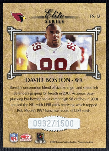 David Boston 2002 Donruss Elite Series /1500 Cardinals back