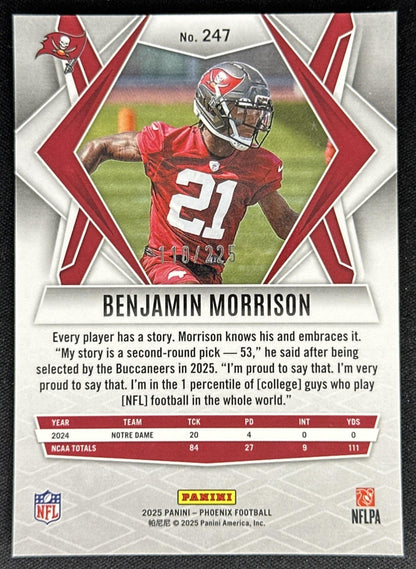 Benjamin Morrison 2025 Panini Phoenix Lime Green Lava Prizm /225 Buccaneers
