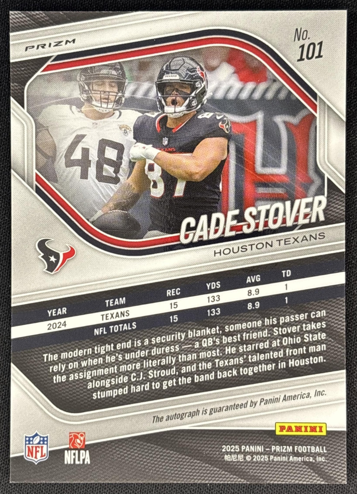 Cade Stover 2025 Panini Prizm Auto Silver Texans