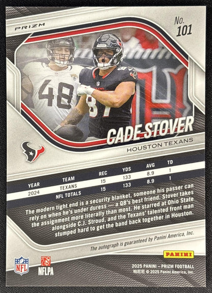 Cade Stover 2025 Panini Prizm Auto Silver Texans