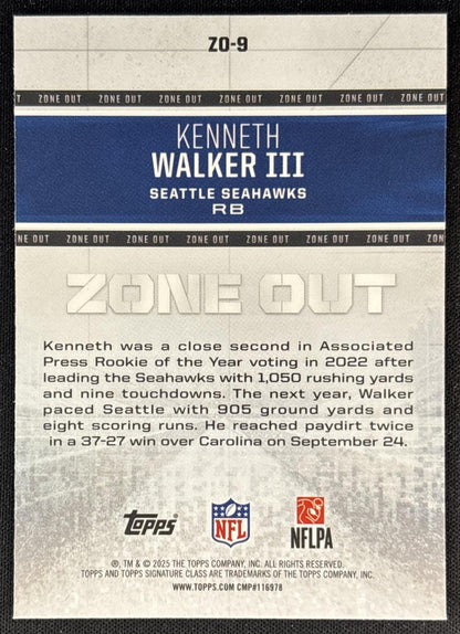 Kenneth Walker III 2025 Topps Signature Class Zone Out Seahawks back