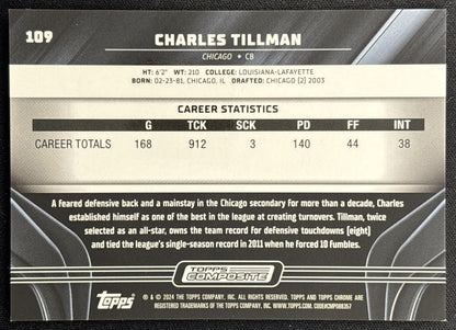 Charles Tillman 2023 Topps Composite Chrome Black Blue Refractor /75 Bears back