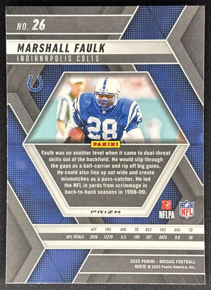 Marshall Faulk 2025 Panini Mosaic Green Prizm Colts Sports Trading Cards